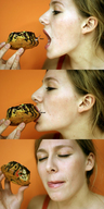 collage vore blonde shrunken_men worship licking_lips donut