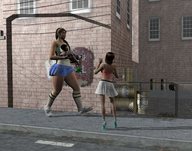 handheld brunette mini_giantess outdoors cheerleader_outfit digital_render