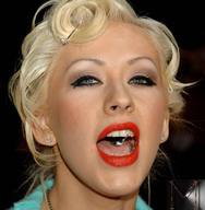 vore blonde tongue teeth unknown_artist shrunken_man red_lips christina_aguilera