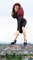 giantess collage destruction high_heels red_hair looking_down shadester