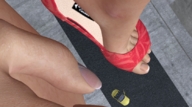 giantess city toes high_heels vehicles outdoors top_down_pov digital_render