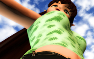 giantess brunette outdoors point_of_view looking_into_distance man_in_pocket digital_render