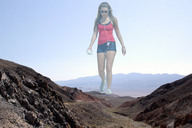 giantess collage landscape destruction desert walking ipod foot_print sunglasses sneakers outdoors looking_into_distance amanda_bynes