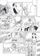 giantess city comic monochrome barefoot shoes standing japanese_text miniskirt