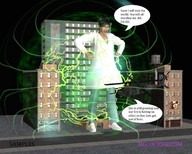giantess brunette story hands_on_hips hglock black_void digital_render