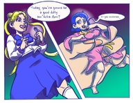 blonde long_hair handheld blue_hair sailormoon shrunken_woman pink_dress molotav ami