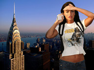 breasts giantess collage mega brunette phone skyscraper river outdoors sky new_york_city megan_fox looking_into_distance chrysler_building