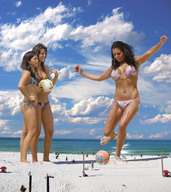 giantess collage swimsuit beach multiple_giantesses barefoot ocean brunette volleyball wonderslug shrunken_people sand giantesses clouds sky red_nails bianca_gascoigne