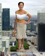 giantess crush collage feet city high_heels buildings blood brunette smiling dress short_hair unknown_artist sandals sky kate_beckinsale