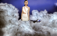 collage mega brunette airplane clouds sky red_lips looking_at_viewer joe117 black_nails lily_collins