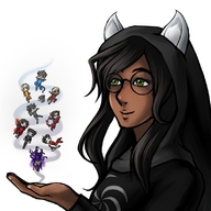 drawing giantess glasses green_eyes homestuck white_void waafu looking_at_tiny jade_harley