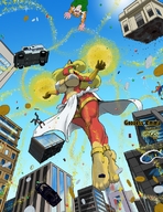 breasts drawing giantess furry macro anthro city upskirt blonde color large_breasts long_hair barefoot skirt buildings green_eyes goddess low_angle paws underboob cougr open_mouth vehicles gryphon magic ankle_bracelet floating beak t-bone thick_thighs bare_legs emma_(t-bone)