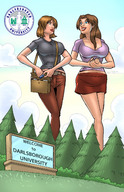 drawing giantess color cleavage huge_breasts brunette giantesses forest vehicles giantessfan sign