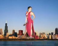 breasts giantess collage city mega destruction brunette wonderslug dress fire skyscraper smoke sky chicago waterfront jennifer_lopez