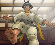drawing crush color domination shrunken_men naigo looking_down raised_foot stuck_to_foot makoto dojo judo competition digital_render