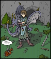 drawing giantess horns dragon color sword knight story thor66 grass trees