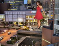 giantess collage city high_heels buildings brunette wonderslug dress looking_down streets night city_lights maria_menounos