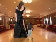 giantess collage small_man size_difference cleavage brunette wonderslug looking_down indoors maria_menounos