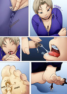 drawing feet mouth barefoot cleavage saliva shrunken_woman between_fingers panels imminent_vore imminent_crush love_hina