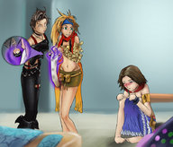 color barefoot rikku yuna socks unknown_artist shrunken_men stinky zoom final_fantasy_10 paine