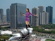 giantess collage city buildings brunette smiling dress boots vehicles looking_at_viewer victoria_justice behind_view pacmanri