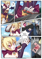 drawing giantess vore mega blonde comic destruction handheld red_eyes unknown_artist demoness shrunken_people sky licking_lips sugarnhoney throat_view train_car looking_at_tiny