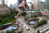 giantess collage city blonde barefoot buildings legs people hanging_on jenni_czech sidewalk pacmanri