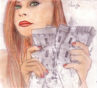 drawing giantess city color destruction green_eyes hand face olivier