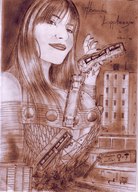 drawing giantess city destruction handheld cleavage face between_fingers tarrass20020 olivier train_crush