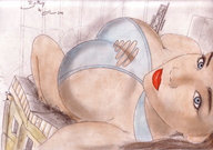 drawing giantess city color destruction cleavage lying_down face tarrass20020 olivier