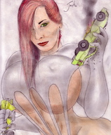 drawing giantess destruction red_hair hand_crush tarrass20020 olivier point_of_view vehicle_crush