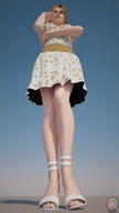giantess feet cleavage skirt high_heels low_angle short_hair sandals point_of_view tiny_mk emilia_greyheart digital_render