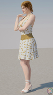 giantess blonde high_heels dress short_hair sandals tiny_mk emilia_greyheart digital_render
