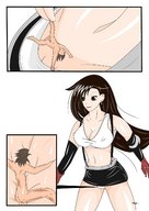 drawing black_hair cleavage tifa shrunken_men dangle dropping_in between_fingers panty_entrapment