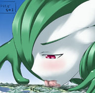 pokemon vore furry giga city color tongue destruction ochiko_terada finger red_eyes green_hair gardevoir mountains