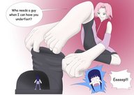 drawing color clothed barefoot crying domination in_shoe story haruno_sakura sitting hand shrunken_woman entrapment imminent_crush
