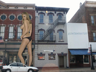 breasts collage blonde mini_giantess vehicles kontaminator looking_at_viewer storefront