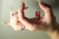 collage handheld finger asian hand shrunken_woman manicure rings looking_at_viewer long_fingernails