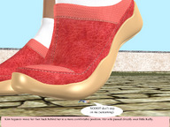 blonde shoes brunette story socks unaware shrunken_woman imminent_crush cobblestone digital_render