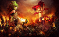 city destruction multiple_giantesses yilx disgaea etna fire giantesses marona phantom_brave
