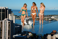 giantess collage blonde swimsuit multiple_giantesses cleavage water ocean ship cruise_ship sunglasses giantesses wading pacmanri