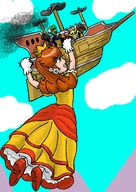 drawing giantess color dress princess_daisy airship assault