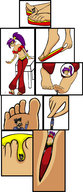 comic handheld barefoot purple_hair insole ponytail shrunken_men jj-psychotic shantae half_genie