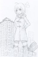 drawing giantess destruction buildings lineart