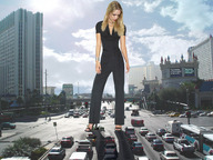 giantess collage city blonde long_hair clothed high_heels traffic wonderslug looking_down streets sky las_vegas vehicle_crush casinos suzi_lorraine