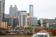 giantess collage city blonde smiling wonderslug skyscraper looking_at_viewer