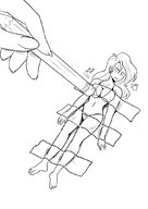 drawing monochrome swimsuit shrunken_woman tape jitensha poking artytoons