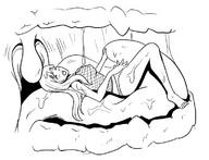 drawing vore monochrome tongue hinata mouth teeth saliva shrunken_woman jitensha