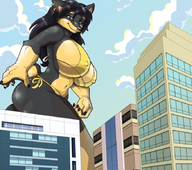 drawing giantess furry tail city color swimsuit