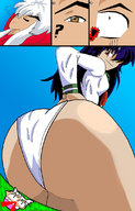 drawing giantess crush panties color butt butt_crush purple_hair low_angle inuyasha underneath point_of_view panels shrunken_character kagome_higurashi
